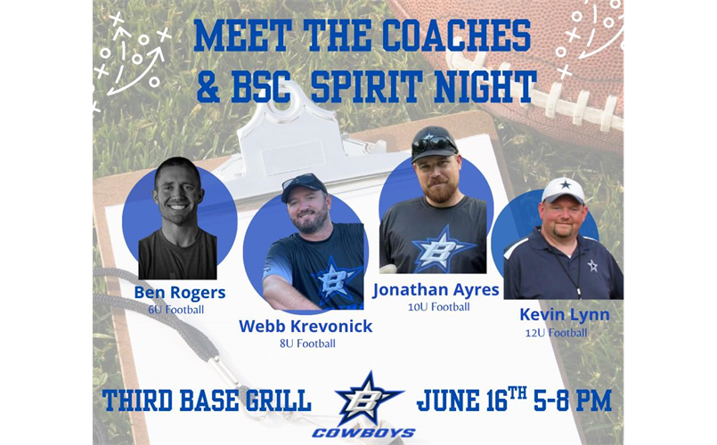 June 16th 5-8pm - Football Meet the Coach Night @ Third Base Grill